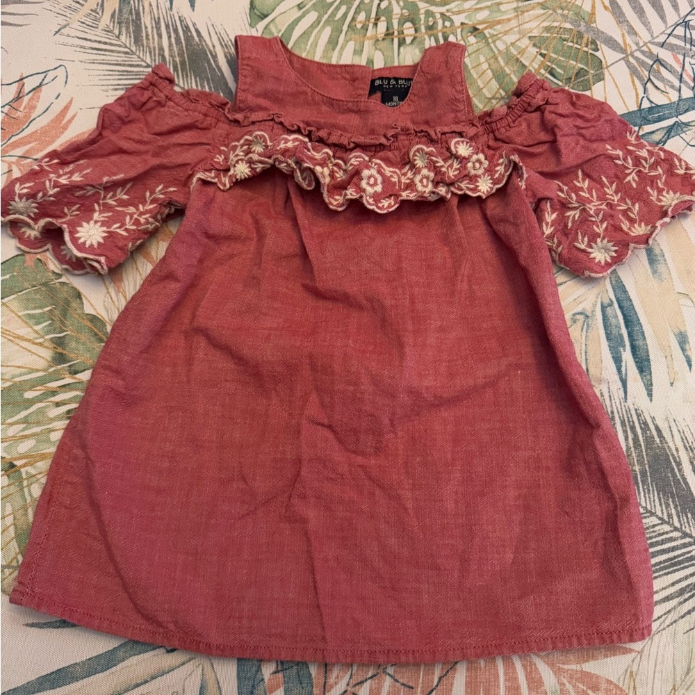 Floral Embroidered Kids Casual Dress - Pink